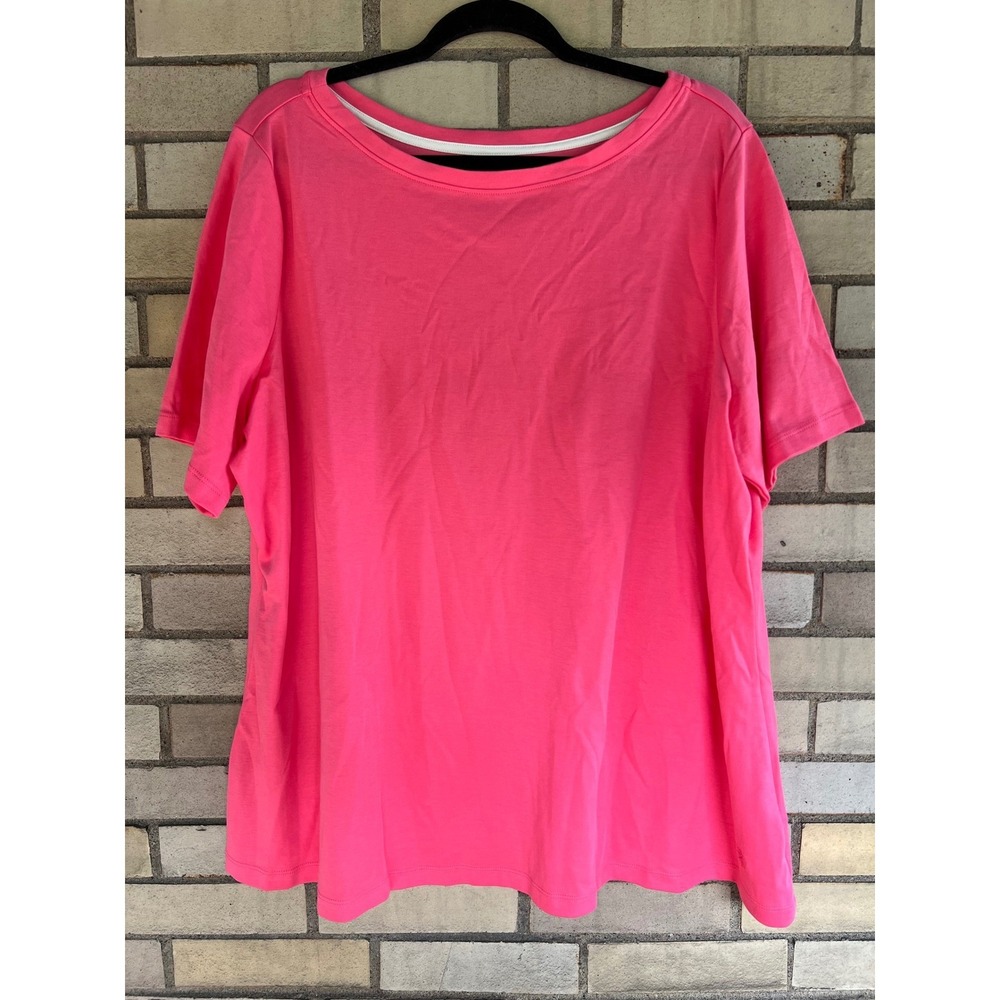 Isaac Mizrahi Live Essentials Pink Pima Cotton Short Sleeve Tee Plus Size 2X